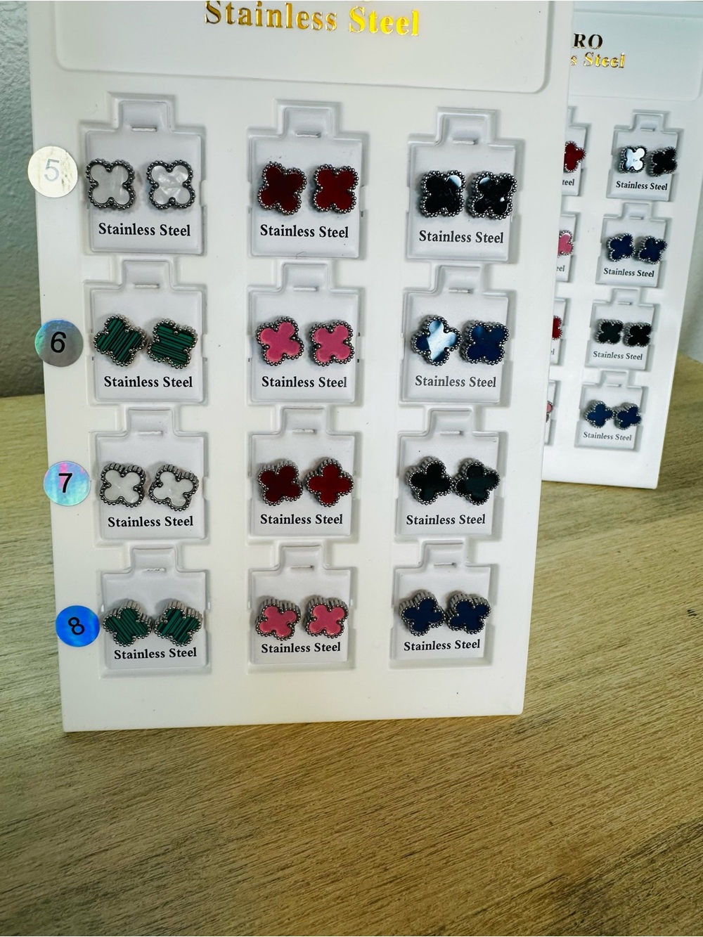 SS (Silver) Clover Stud Earrings - Pink, Green, Blue, Red, Black (you pick!)
